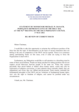 Statement by the Delegation of the Holy See on the International Day against Homophobia and Transphobia, celebrated on 17 May 2012