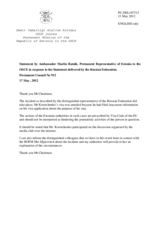 Statement by the Delegation of Estonia in response to the statement by the Delegation of the Russian Federation on the rescinding of a visa for a journalist from the Russian Federation planning to attend a media conference in Estonia