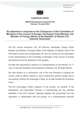 Statement by the Danish Presidency of the Council of the EU in response to the address by the Deputy Prime Minister and Minister of Foreign Affairs of Albania, H.E. Edmond Haxhinasto