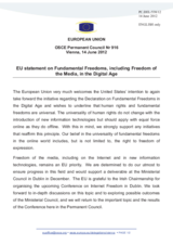 Statement by the Danish Presidency of the Council of the EU on the fundamental freedoms in the digital age
