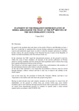 Statement by the Delegation of Serbia on the recent violent incidents in northern Kosovo