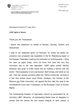 Statement by the Delegation of Switzerland, also on behalf of Iceland, Canada and Norway, on human rights of lesbian, gay, bisexual and transgender persons in the Russian Federation