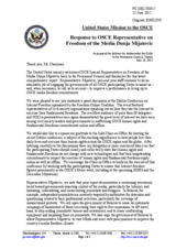 Statement by the Delegation of the United States in response to the report by the OSCE Representative on Freedom of the Media, Ms. Dunja Mijatovic