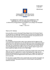 Statement by the Delegation of Norway in response to the report by the OSCE Representative on Freedom of the Media, Ms. Dunja Mijatovic