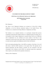 Statement by the Delegation of Turkey on the Heart of Asia Ministerial Conference on Afghanistan, held in Kabul on 14 June 2012