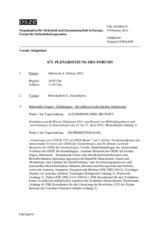 Journal der 673. Plenarsitzung des Forums