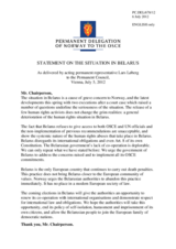 Statement by the Delegation of Norway on the situation in Belarus