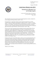 Statement by the Delegation of the United States on the draft legislation on foreign agents in the Russian Federation