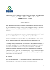 Address by OSCE Chairperson-in-Office, Irish Deputy Prime Minister and Minister for Foreign Affairs & Trade, Eamon Gilmore