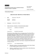 Journal of the 610th Plenary Meeting of the Forum for Security Co-operation