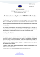 Statement by the Belgian Presidency of the Council of the European Union on the Permanent Council Decision No. 981