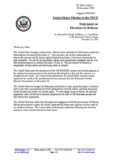 Statement by the Delegation of the United States on the presidential elections in Belarus, held on 19 December 2010