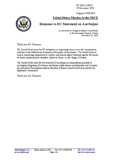 Statement by the Delegation of the United States on the human rights concerns in the Nakhchivan Autonomous Republic of Azerbaijan