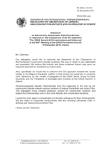 Statement by the Delegation of Armenia on the OSCE Summit 2010 – Conclusions and Follow-Up