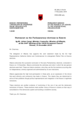 Statement by the Delegation of Albania on the elections to the Assembly in Kosovo on 12 December 2010