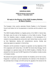 Statement by the Belgian Presidency of the Council of the European Union in response to the presentation by the Director of the OSCE Academy in Bishkek, Dr. Maxim Ryabkov