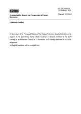 Выступление Постоянного Представителя Российской Федерации А.С.Азимова - По докладу руководителя Академии ОБСЕ в Бишкеке
