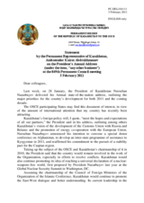 Statement by the Delegation of Kazakhstan on the Annual State of the Nation Address by the President of Kazakhstan, delivered on 28 January 2011