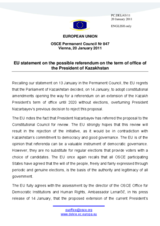 Statement by the Hungarian Presidency of the Council of the European Union on the possible referendum on the term of office of the President of Kazakhstan