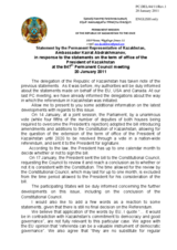 Statement by the Delegation of Kazakhstan in response to statements by several delegations on the possible referendum on the term of office of the President of Kazakhstan