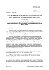 Statement by the Delegation of Switzerland in response to the report by the Special Representative and Co-ordinator for Combating Trafficking in Human Beings, Dr. Maria Grazia Giammarinaro
