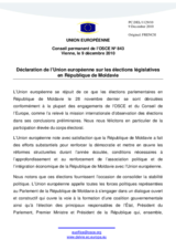 Déclaration de l’Union européenne sur les élections législatives en République de Moldavie