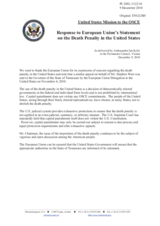 Statement by the Delegation of the United Statement in response to the statement by the Belgian Presidency of the Council of the European Union Death penalty in the United States of America