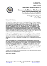 Statement by the Delegation of the United States in response to the address by the Director of CARICC, Mr. Beksultan Sarsekov