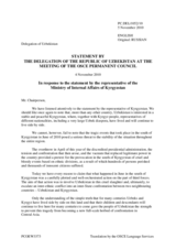 Statement by the Delegation of Uzbekistan in response to the address by the Deputy Minister of the Interior of Kyrgyzstan, Mr. Nikolai Soldashenko, on the deployment of a police advisory group to Kyrgyzstan