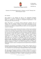 Statement by the Delegation of Hungary on the extradition from Hungary and subsequent pardoning of Mr. R. Safarov in Azerbaijan
