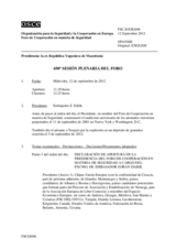 Diario de la xxxª Sesión plenaria del Foro de Cooperación en materia de Seguridad  