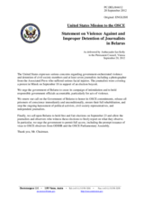 Statement by the Delegation of the United States on the situation in Belarus
