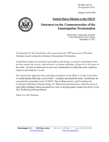 Statement by the Delegation of the United States on the commemoration of the 150th anniversary of the Emancipation Proclamation in the United States of America