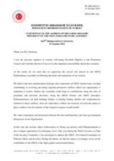 Statement by the Delegation of Turkey in response to the address by the President of the OSCE Parliamentary Assembly, H.E. Riccardo Miglior