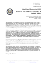 Statement by the Delegation of the United States on the cases of Mr. V. Kozlov, Mr. S. Sapargali and Mr. A. Aminov in Kazakhstan