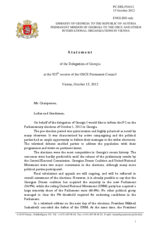 Statement by the Delegation of Georgia on the parliamentary elections in Georgia, held on 1 October 2012