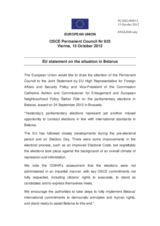 Statement by the Cypriot Presidency of the Council of the EU on the parliamentary elections in Belarus, held on 23 September 2012