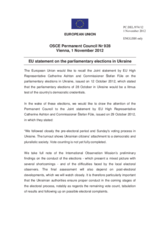 Statement by the Cypriot Presidency of the Council of the EU on the parliamentary elections in Ukraine, held on 28 October 2012