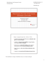 Presentation by the Chairperson of the Human Dimension Committee, Ambassador Thomas Greminger