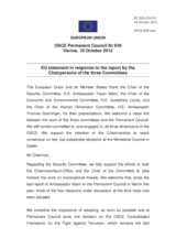 Statement by the Cypriot Presidency of the Council of the EU in response to the Presentations by the Chairpersons of the Security Committee; the Economic and Environmental Committee; and the Human Dimension Committee
