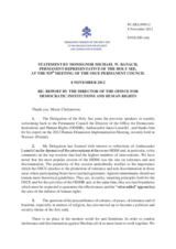 Statement by the Delegation of the Holy See in response to the report by Ambassador Janez Lenarčič, Director of the Office for Democratic Institutions and Human Rights (ODIHR), on the Human Dimension Implementation Meeting 8 November 2012
