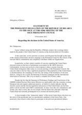 Statement by the Delegation of Belarus in response to the statement by the Delegation of the United States on the elections in the United States of America, held on 6 November 2012