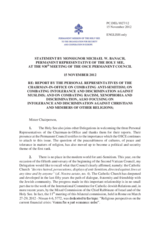 Statement by the Delegation of the Holy See in response to the reports by the three Personal Representatives of the Chairperson-in-Office for tolerance and non-discrimination