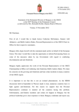 Statement by the Delegation of Hungary in response to the reports by the three Personal Representatives of the Chairperson-in-Office for tolerance and non-discrimination