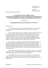 Statement by the Delegation of the Russian Federation on the general elections in the United States of America, held on 6 November 2012