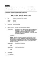 Journal of the 702nd Plenary Meeting of the Forum for Security Co-operation