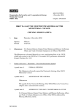 Journal of the First Day of the 19th Ministerial Council