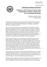 Statement by the Delegation of the United States in response to the address by the Secretary General of the Organisation of Islamic Cooperation, H.E. Ekmeleddin İhsanoğlu