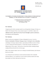 Statement by the Delegation of Norway in response to the address by the Secretary General of the Organisation of Islamic Cooperation, H.E. Ekmeleddin İhsanoğlu