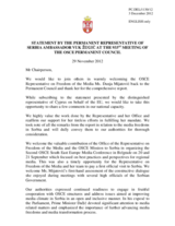 Statement by the Delegation of Serbia in response to the report by the OSCE Representative on Freedom of the Media, Ms. Dunja Mijatovic